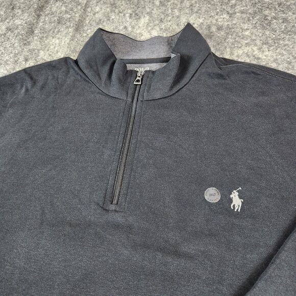 Polo Ralph Lauren Sweater Men 2XLT Black Luxury Jersey Quarter Zip Pullover Big - Picture 2 of 11